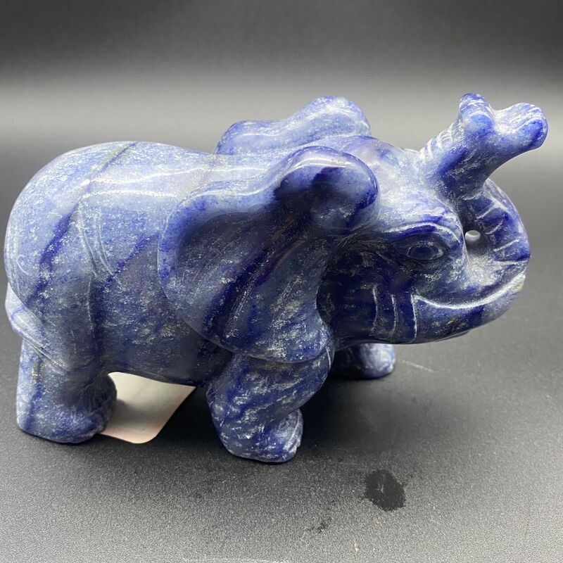 天然精品蓝纹大象手工雕刻件桌面摆件手工雕刻件装饰 图 7