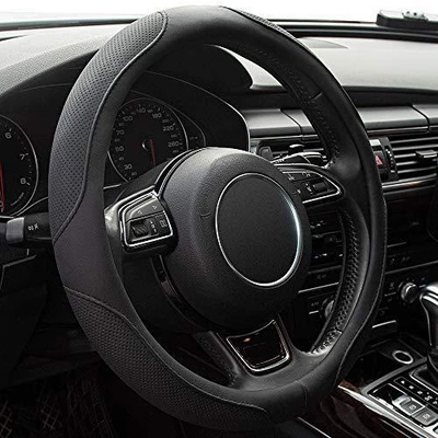 Microfiber steering wheel cover 14.5-15 inch non-slip breathable odorless universal car steering wheel protection