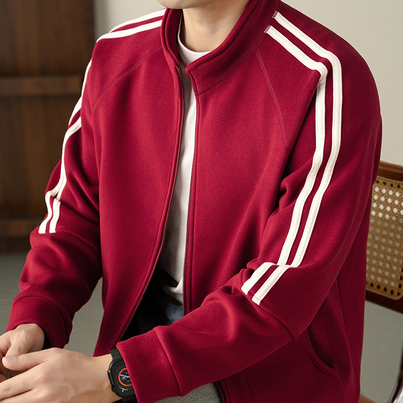 2026 New Men's Sports Jacket with Stand Collar, Two-Stripe Cardigan Jacket, Trendy Slim-Fit Youth Sweatshirt 2026 New Men's Sports Jacket with Stand Collar, Two-Stripe Cardigan Jacket, Trendy Slim-Fit Youth Sweatshirt