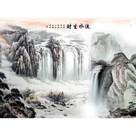 壁画贴纸自粘中式电视背景墙壁纸整张山水墨画客厅墙面装饰宁岑宁