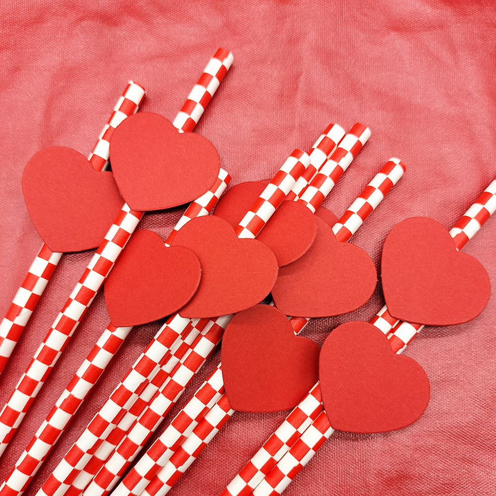 Tarjeta de celebridad en línea paja de papel creativo amor paja decorativa desechable degradable postre pastel fiesta paja