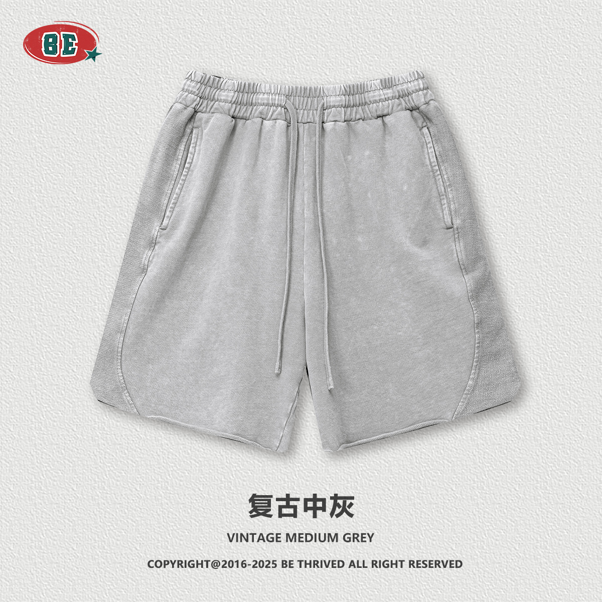BE Men's Wear | 2025 Summer American Trendy Brand ins Batik Lavado y desgastado Pantalones cortos para hombres Pantalones sueltos para hombres