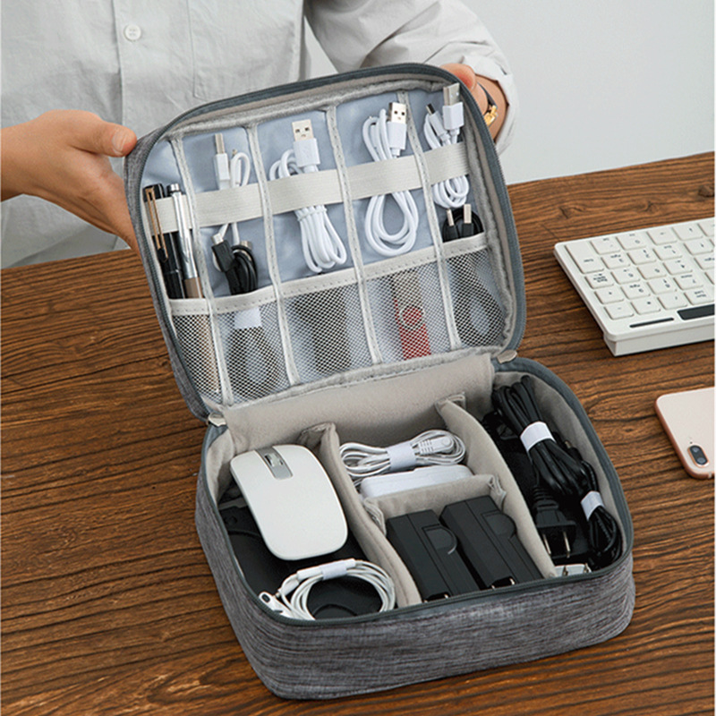 Cross-border headset charger waterproof storage bag multifunctional receipt line storage bag double-layer dustproof storage organizing bag