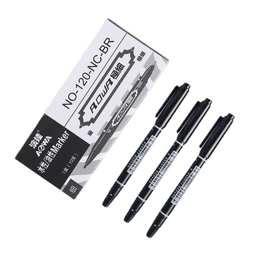 Marker pen, black oil-based logistics warehouse large-head pen, waterproof oil-based pen, small double-headed hook line pen wholesale