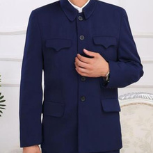 中老年中山装春秋装男老式爷爷装多口袋外套上衣老人中山服演出服