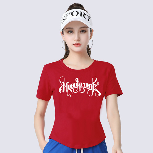 Ladies Summer New Round Neck Short Sleeve Square Dance Clothing Ladies Top Fitness Casual Sports Style 2318 Model