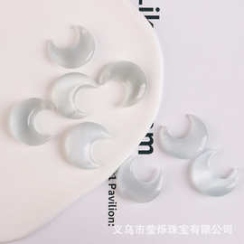 多色猫眼石月亮吊坠 半成品   diy手链项链饰品配件批发厂家直销