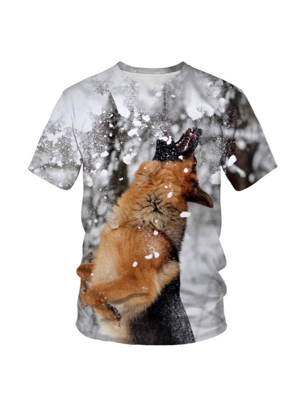 メンズ3Dデジタルゴールデン元記号パターンラウンドネックと半袖tシャツ、夏カジュアルファッションファッション|undefined