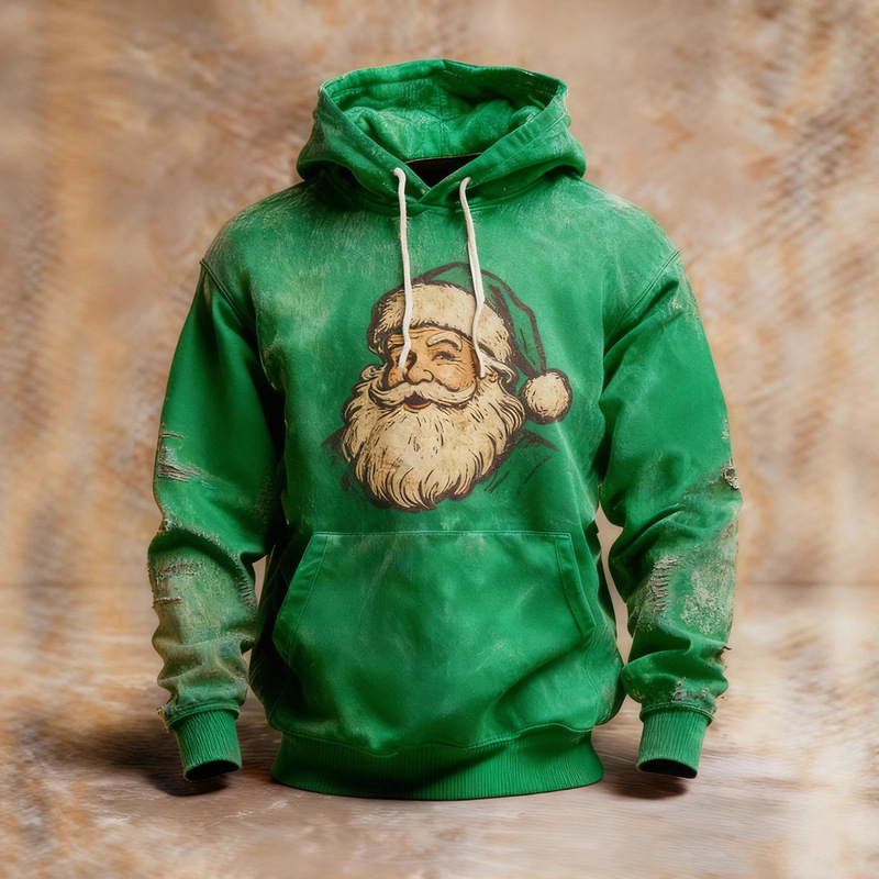 2025 European and American Winter Merry Christmas Hoodies with Pockets Wholesale Men's and Women's Loose Pullover Digital Printed Sweatshirts