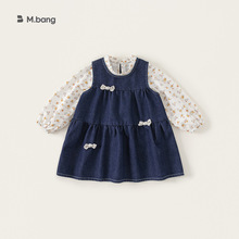 宥宝童装女童连衣裙套装春季小女孩洋气碎花上衣背心裙两件套春装