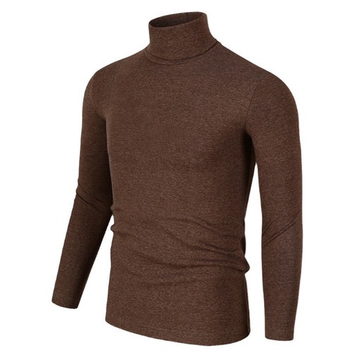 High-neck long-sleeved base layer men's solid-color slim-fit oversized turtleneck slim-fit T-shirt for autumn and winter—warm autumn clothing for young people