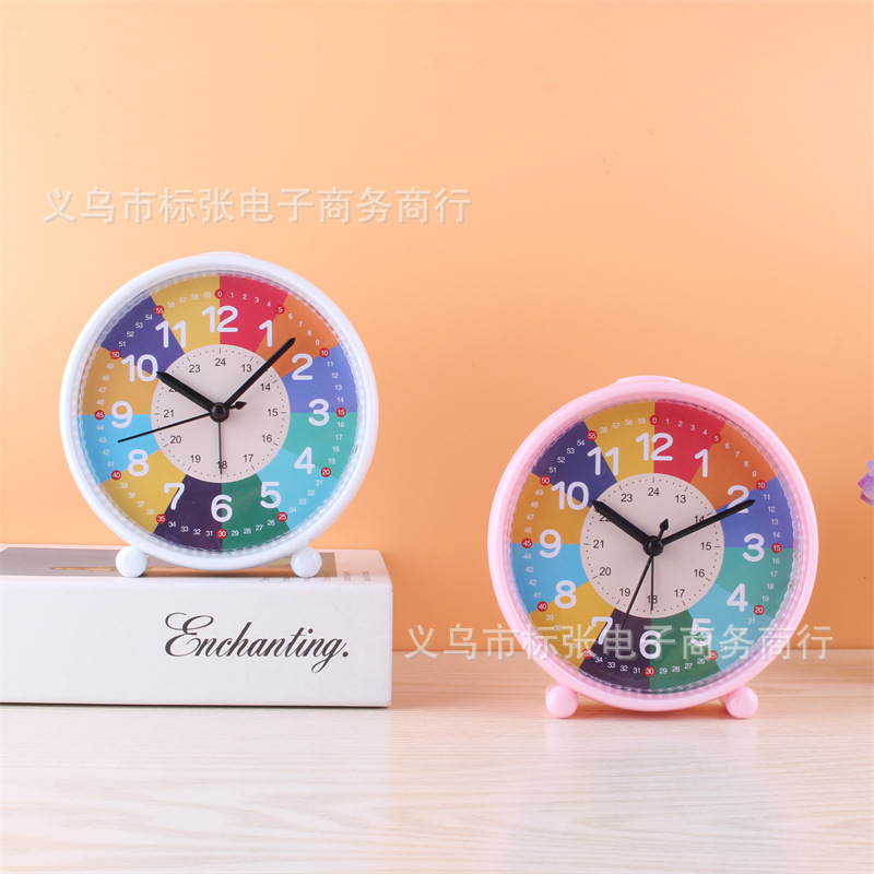 4.5寸静音闹钟创意启蒙小闹钟儿童早教钟表学生专用桌面台钟批发