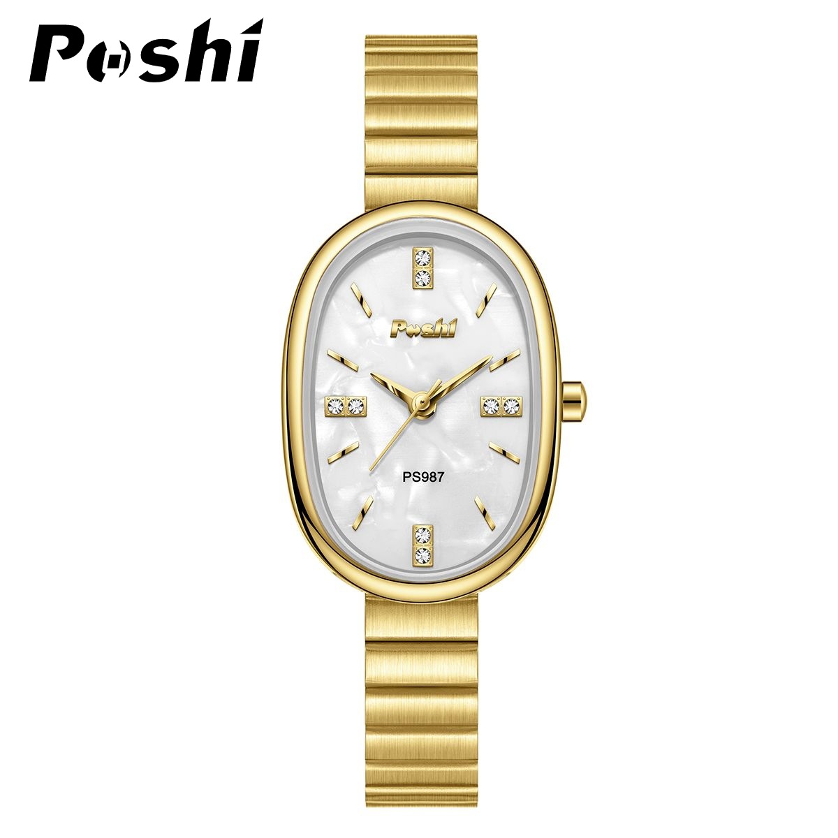 POSHI nuevo reloj de cuarzo con cadena esfera ovalada pequeño reloj de mujer coreana ropa reloj de mujer salvaje