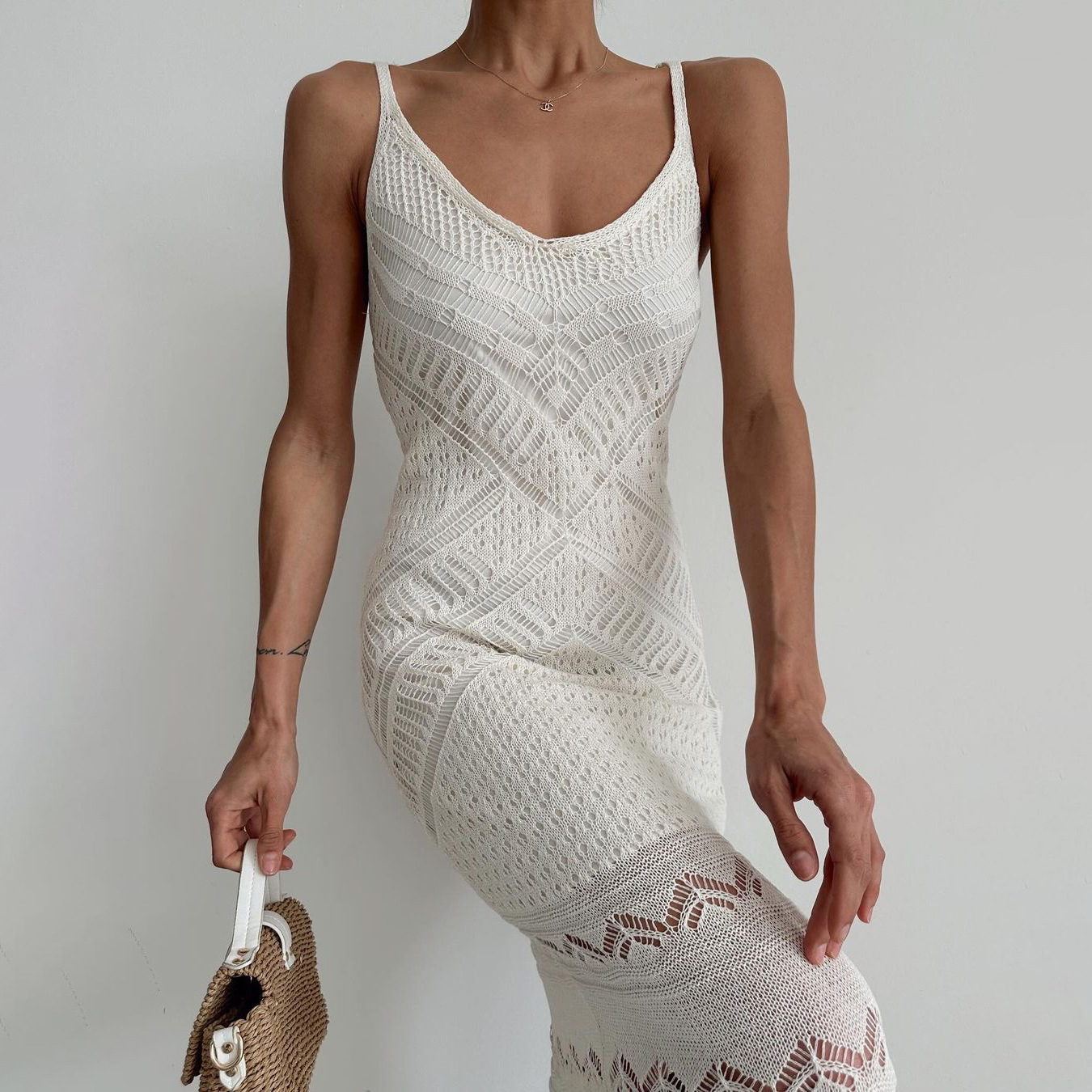 Knitted summer long skirt