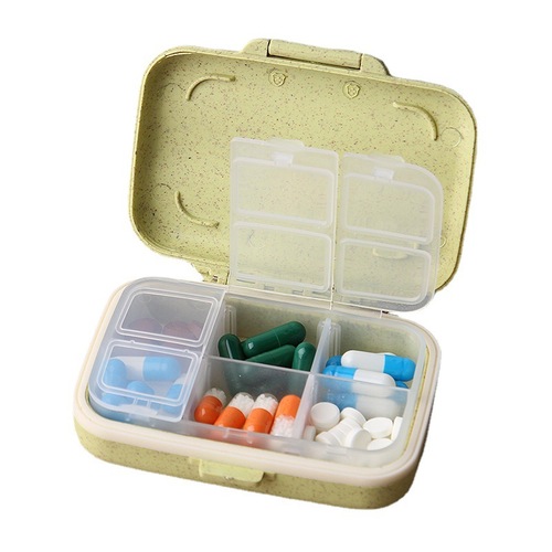 Bestselling Portable Medicine Box Mini Divided Weekly Travel Seal Portable Creative Storage Box Grain Fiber Medicine Box