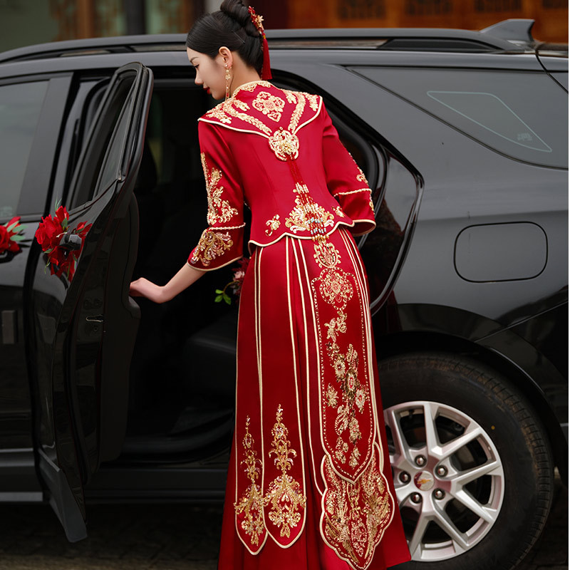 Xiuhe ドレス花嫁の 2025 新しいトーストドレスハイエンドの高級中国のウェディングドレスウェディングドレスウェディングガールショーと|undefined