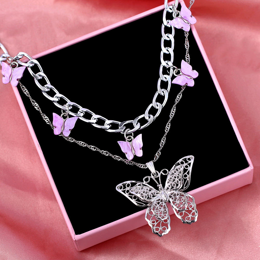 Fashion Butterfly Alloy Womenu0027S Layered Necklaces 1 Piece