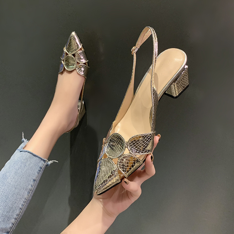 Fashionable elegant sexy sandals heels pointed-toe