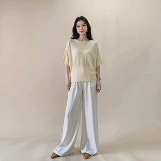 高级莫代尔慵懒风一字领薄款宽松蝙蝠袖罩衫上衣女气质显瘦针织衫