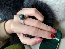 DIY珍珠配件 S925纯银戒指空托 时尚版指环银饰托 配10-11mm圆扁