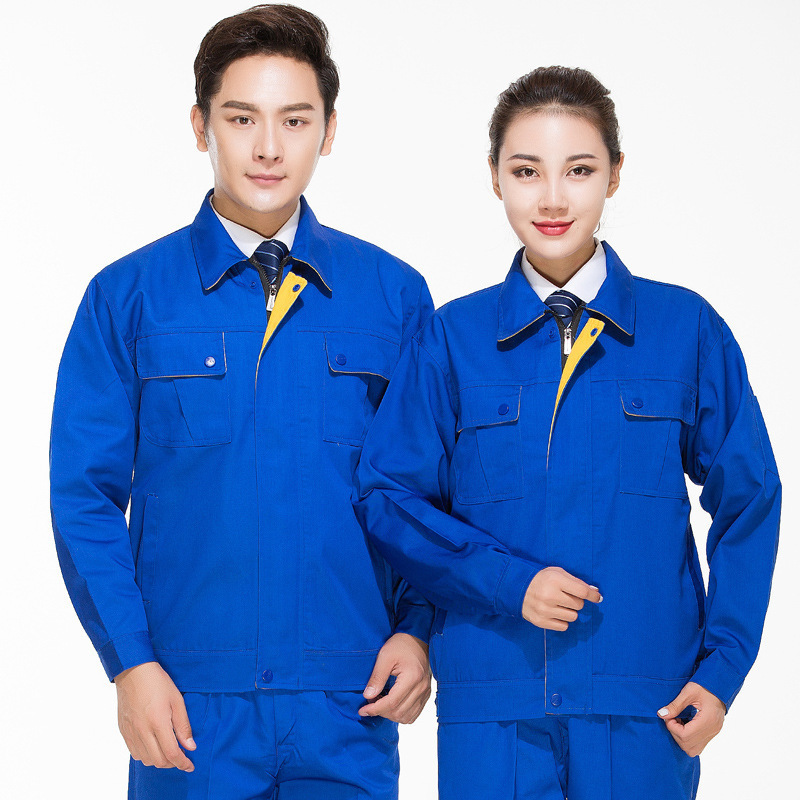 Spring and Autumn Long-Sleeved Work Clothes Suit for Men, Factory Workshop Uniforms, Auto Repair and Maintenance Clothes, Welding Workwear, Labor Protection Clothing, Mechanical Repair