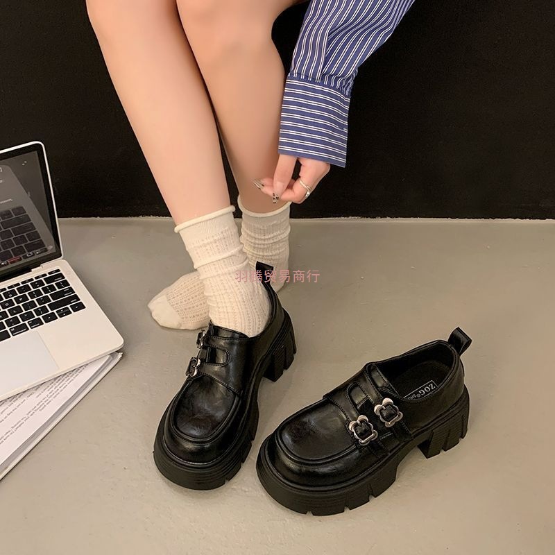 英伦风厚底增高小皮鞋女2025年春季新款复古乐福鞋百搭玛丽珍单鞋