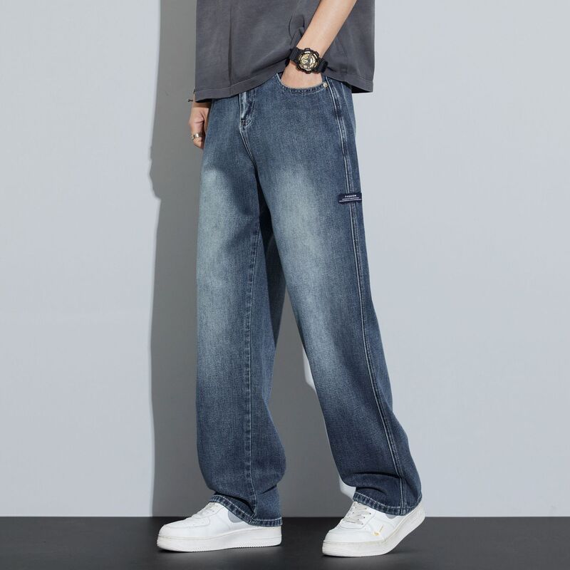 Popular Spring and Summer New Fashionable Jeans Men's Loose Straight Wide Leg Pants Slimming All-match Casual Long Pants