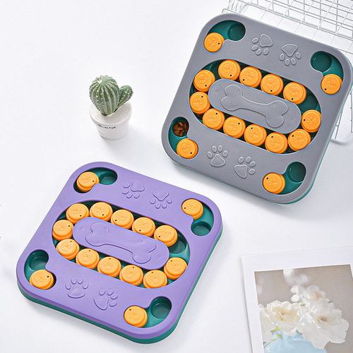 Pet Slow Food Dog Bowl Toy Cross-border Manufacturer Pet Toy Square Track Type Foraging Multifunctional Food Box
