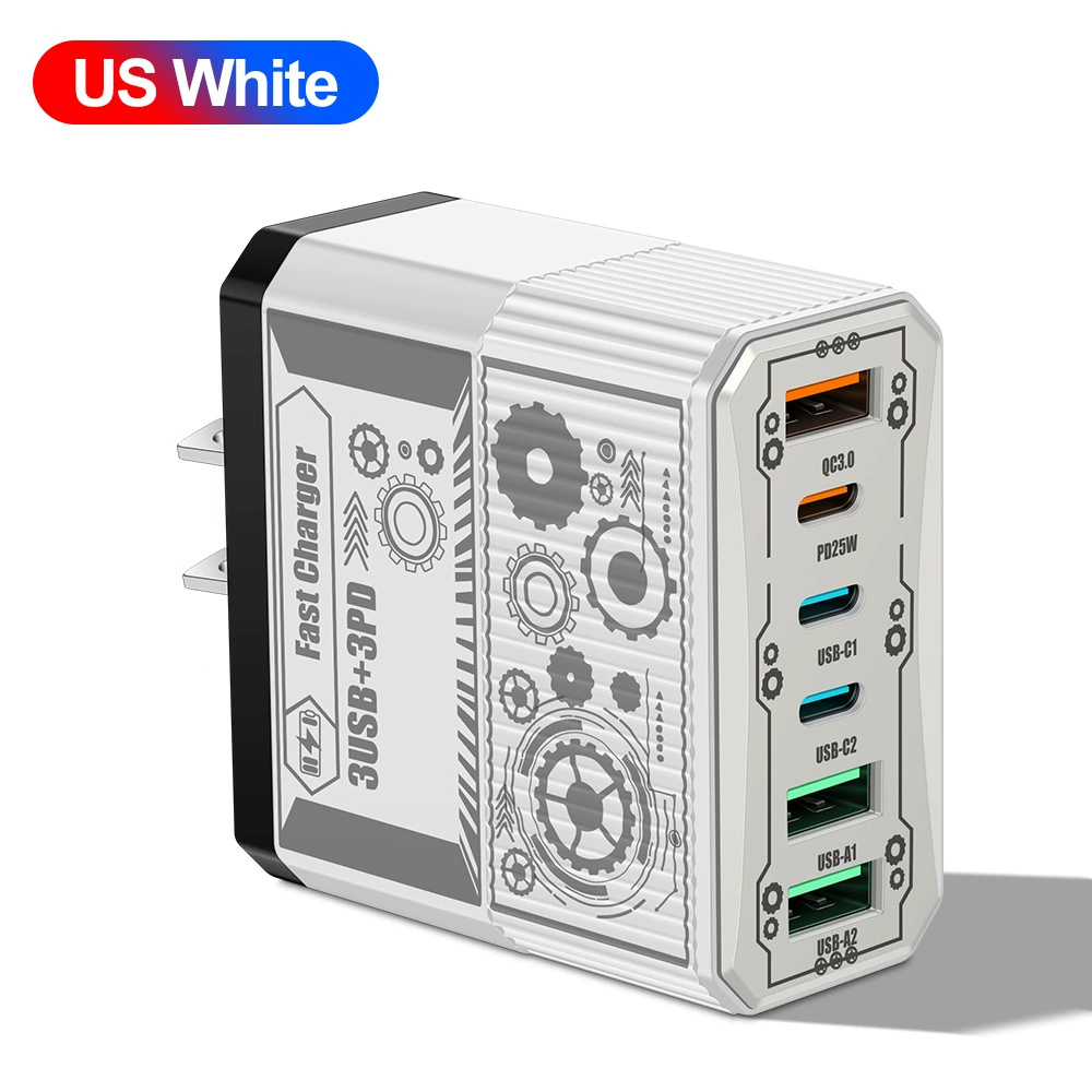 6-в-1 зарядное устройство Mecha BK304, QC3.0 многопортовое USB с PD25W, варианты вилок EU/US/UK