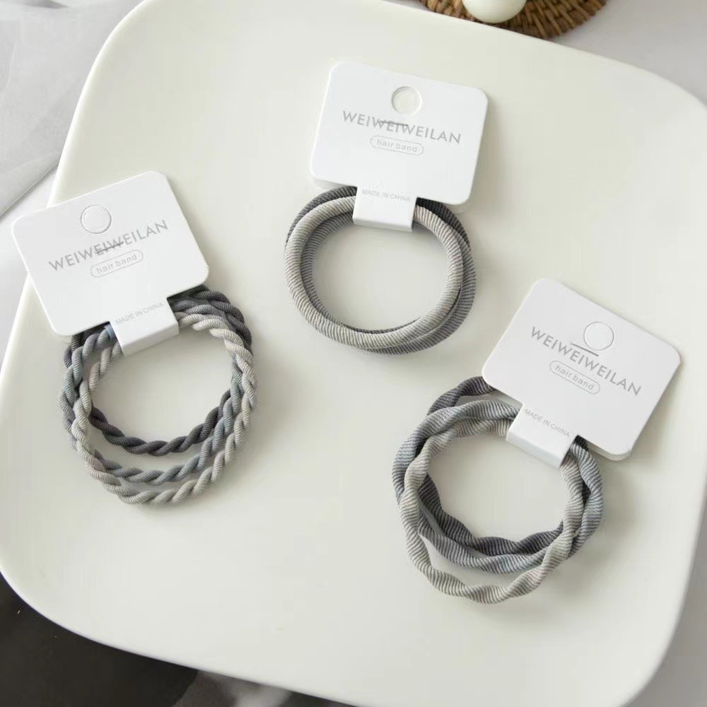 Ins viento frío gradiente gris 3 correas para el cabello gruesas y de alta elasticidad bandas de goma para atar el cabello