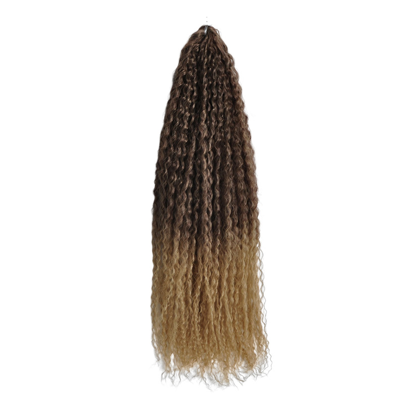 跨境巴西辫子高温丝化纤发钩针发crochet hair非洲辫子细波浪卷发|undefined