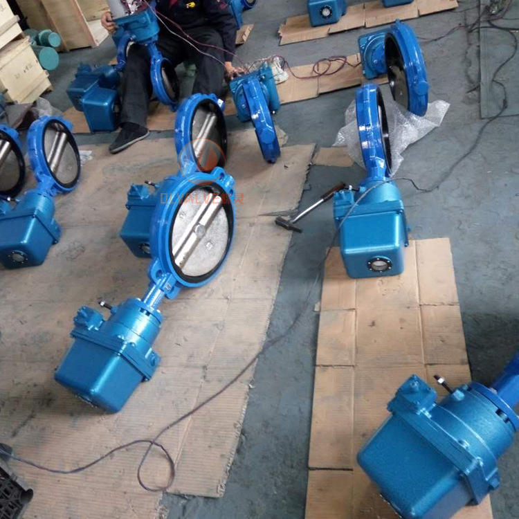 球铁体不锈钢板电动蝶阀 D971X-16Q DN65水处理软密封对夹式蝶阀