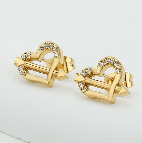 1 Pair IG Style Sweet Heart Shape Hollow Out Inlay Titanium Steel Zircon Ear Studs display picture 5