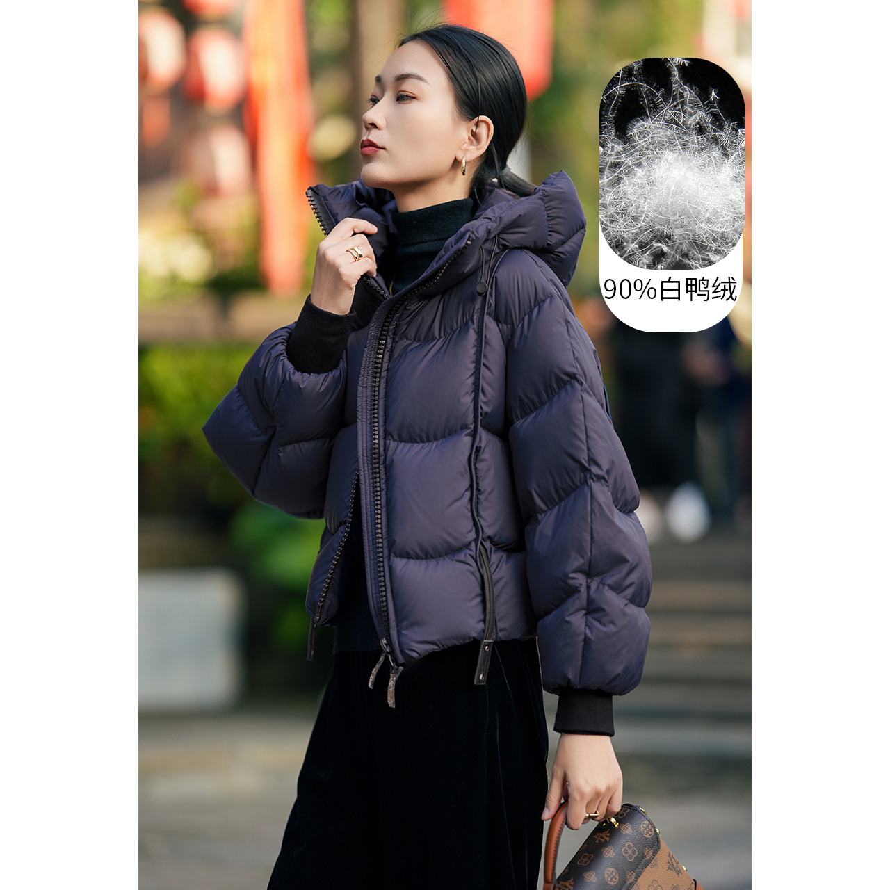 Short down Jacket for Women 2025 New Style 90 White Duck down Hooded Loose Thickeneded Small Bread Jacket Warm Jacket