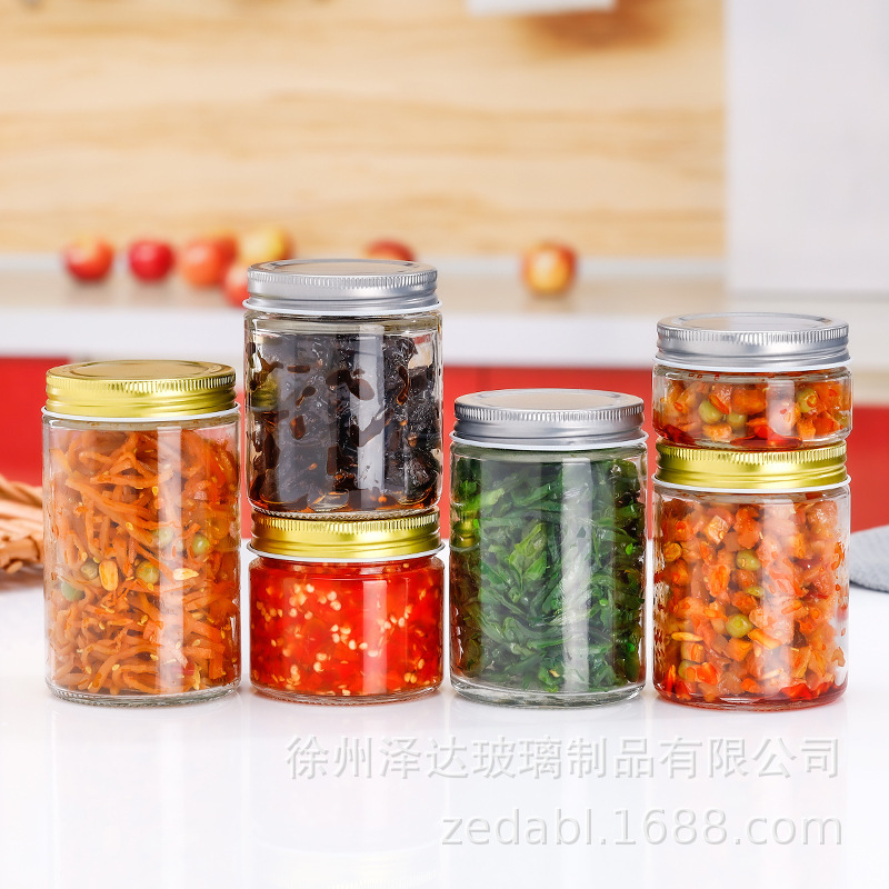 in stock Wholesale Glass Bottle Honey Bottle Pickles Beef Sauce Chili Sauce Jam Autumn Pear Cream Sealed Packaging Bottle