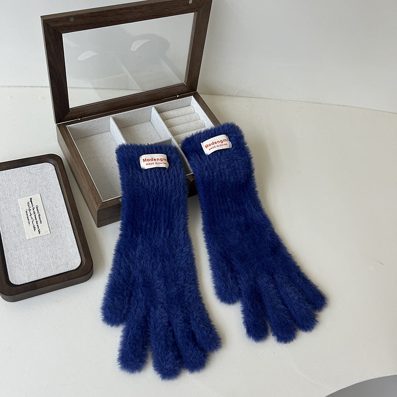 Guantes de invierno caliente, grueso y alargado 2025 nuevo muñeca larga de peluche pantalla táctil guantes de punto al por mayor