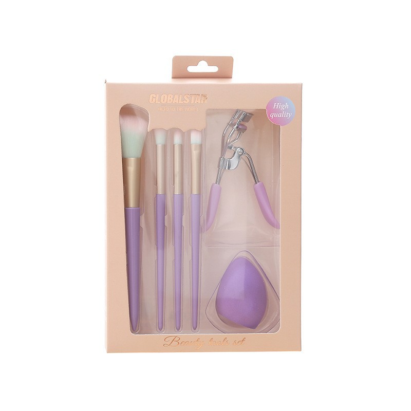 Lila claro + rizador de pestañas + borla gota de agua + caja de color PVC