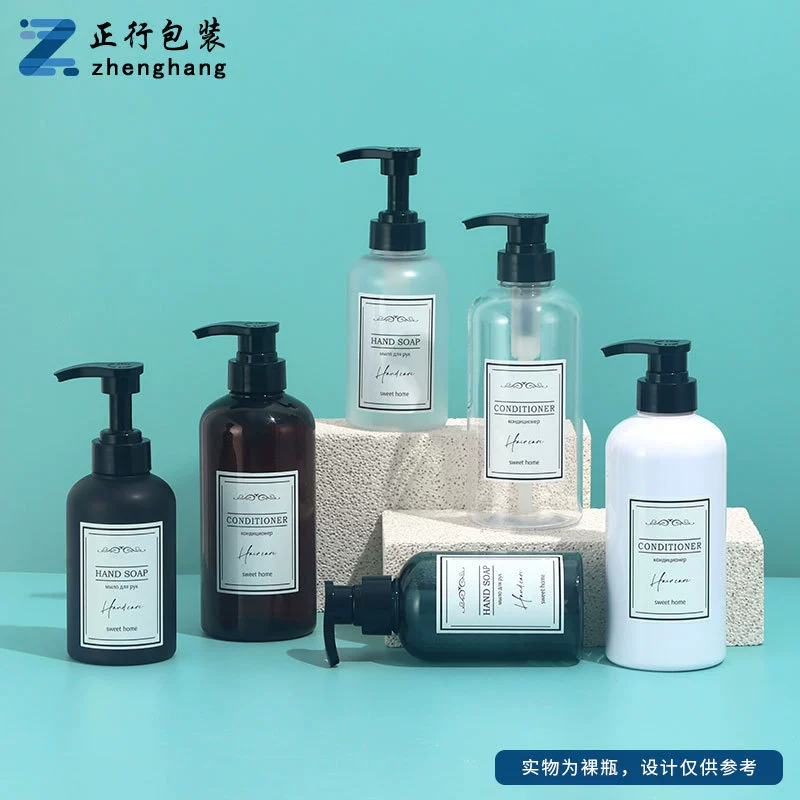В наличии 300 мл 500 мл бутылка лосьона бутылка шампуня бутылка геля для душа толстые стены бутылка с круглым плечом пластик