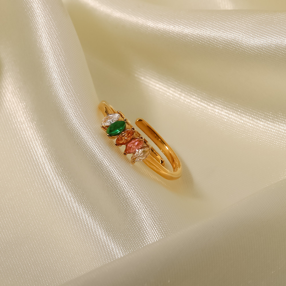 Fashion Geometric Stainless Steel Open Ring Plating Zircon Copper Rings