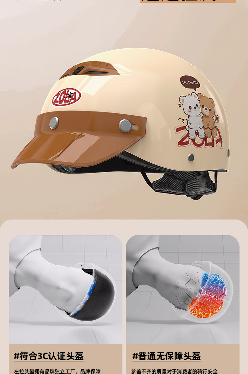New National Standard 3C Certified Electric Vehicle Helmet, Summer Cool Sun Protection, Ultra-Light Electric Motorcycle Half Helmet for Women, Popular Online