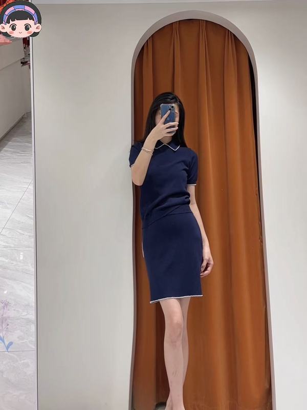 3143 気質スカートスーツ婦人服新しい夏のショートノースリーブベストトップスカートツーピースセット|undefined