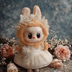 ベビー服のみ】 17cmLABUBU ラブブベビー服 座り姿勢人形 装飾ウェディングドレス スカート 一世代目・二代目