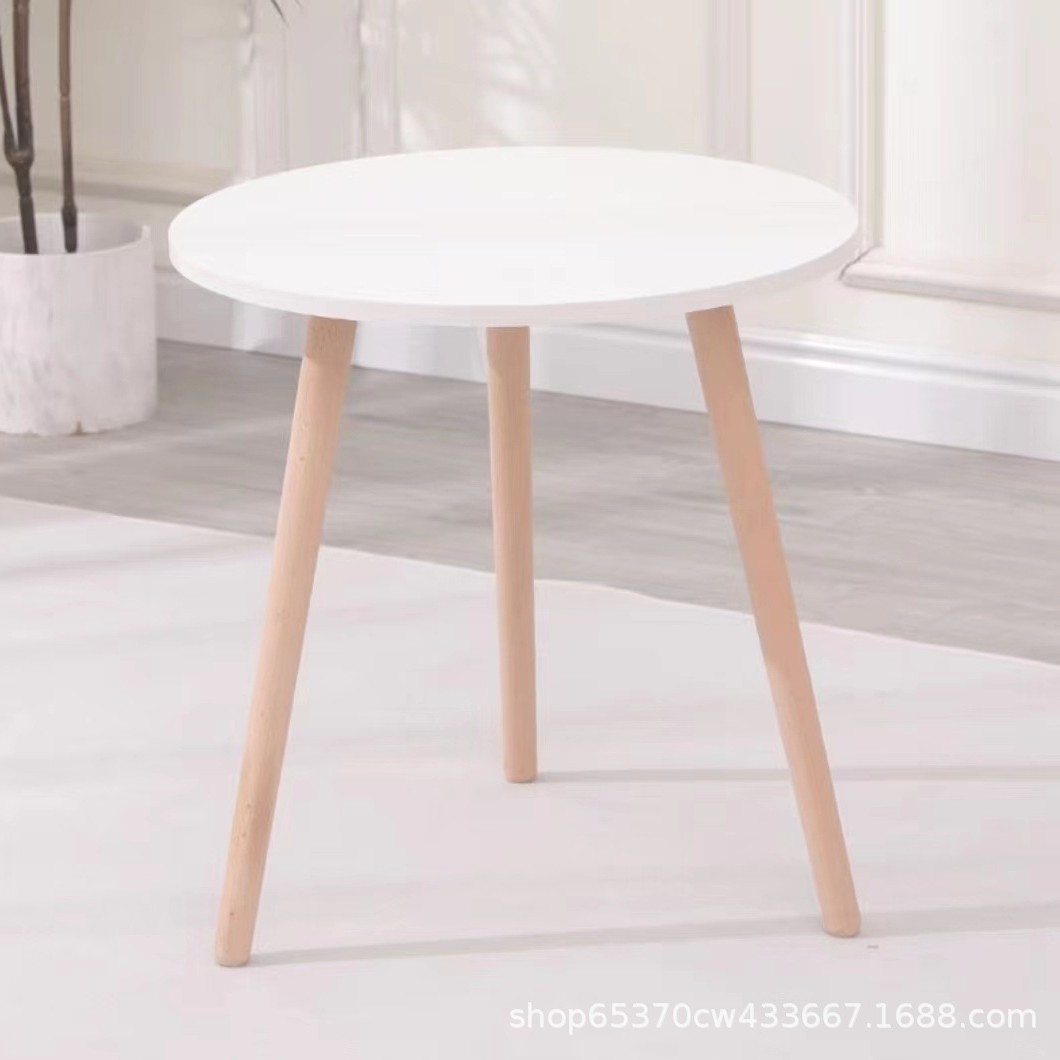 화이트 커피 테이블 싱글 레이어 단단한 나무 다리 40cm