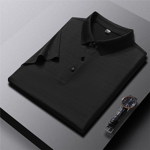 Dad Summer Clothes Middle-Aged Men's Short-Sleeved T-Shirt Summer Ice Silk Quick-Drying Middle-Aged and Elderly Loose Lapel Polo Shirt for Men