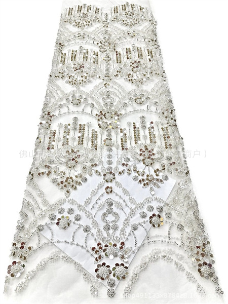 Nuevo Amazon transfronterizo de alta sensación tela de vestido francesa sexy cabina de hadas cuentas de tela de sequilla
