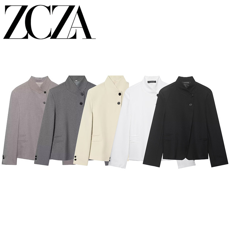 Zcza Self-Made European and American Style New Women's Fashion Versatile High-Neck Blazer 3736051