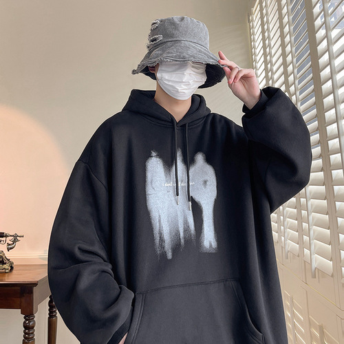 Hooded sweatshirt men's trendy brand hip-hop American oversize high street couple heavy hoodie youth jacket autumn and winter