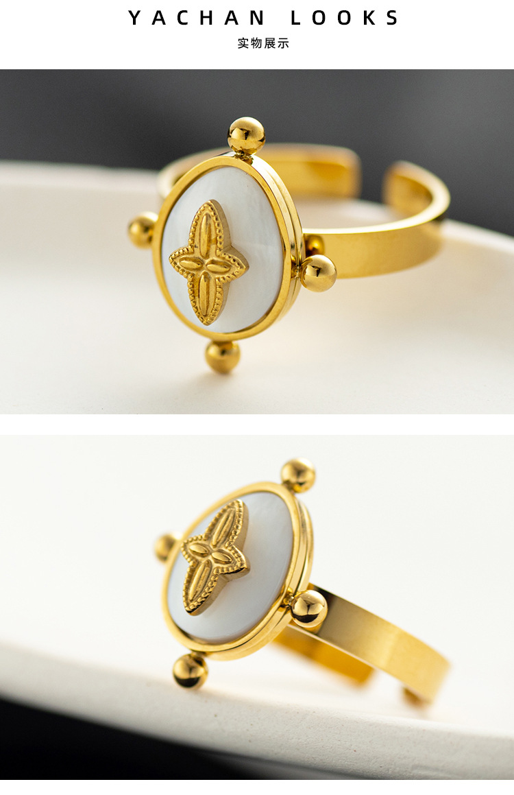 Office Occasion Shell Material Fashion Shell Stainless Steel Ring Design Cross-border Ring