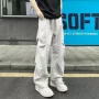 多口袋宽松直筒秋季伞兵裤