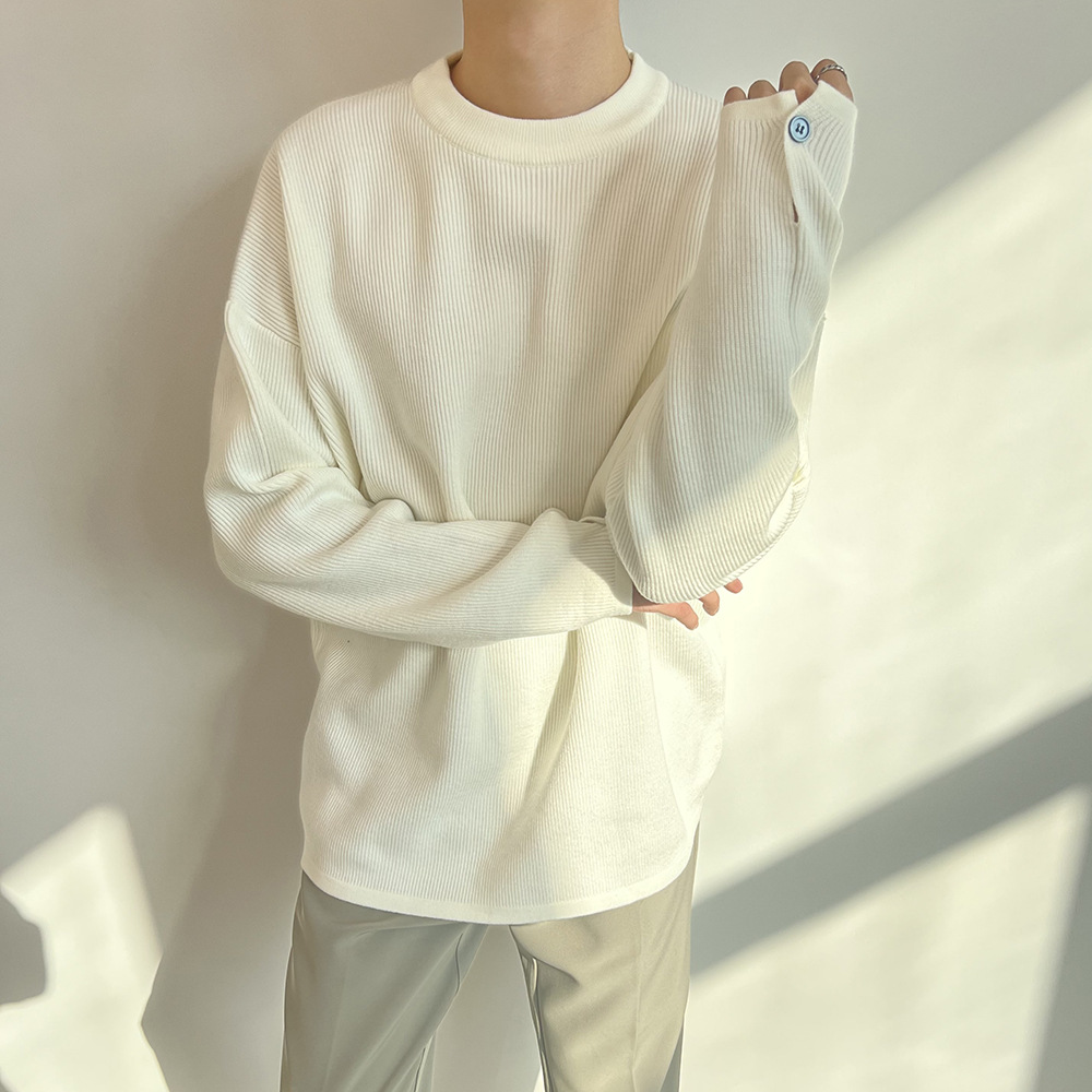 Diseño de viento perezoso un suéter de nicho masculino suelto cuello redondo Otoño e Invierno engrosado suéter marea inferior con un suéter de punto